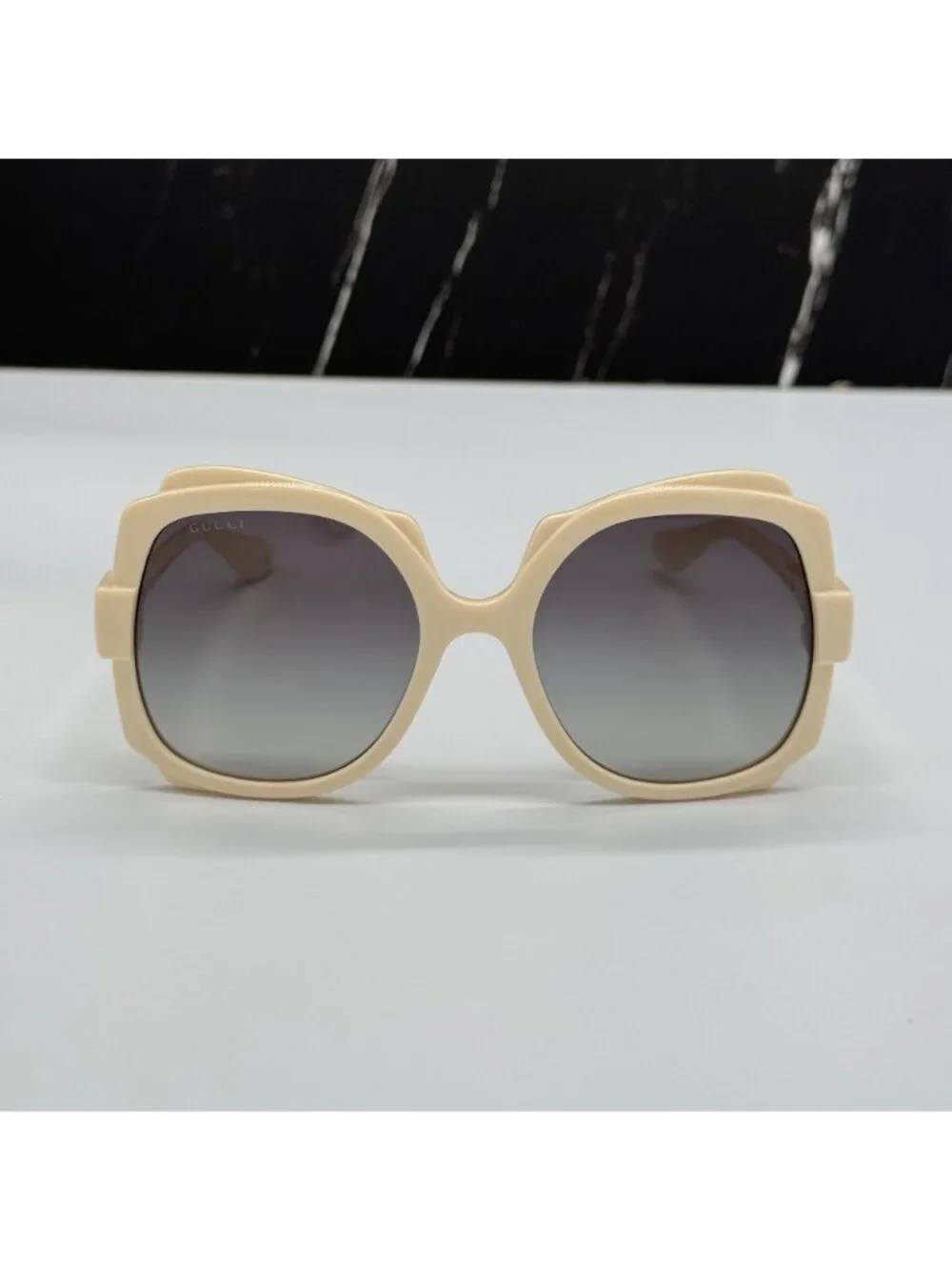 New Gucci GG1431S 004 Oversized White Gray Women Sunglasses